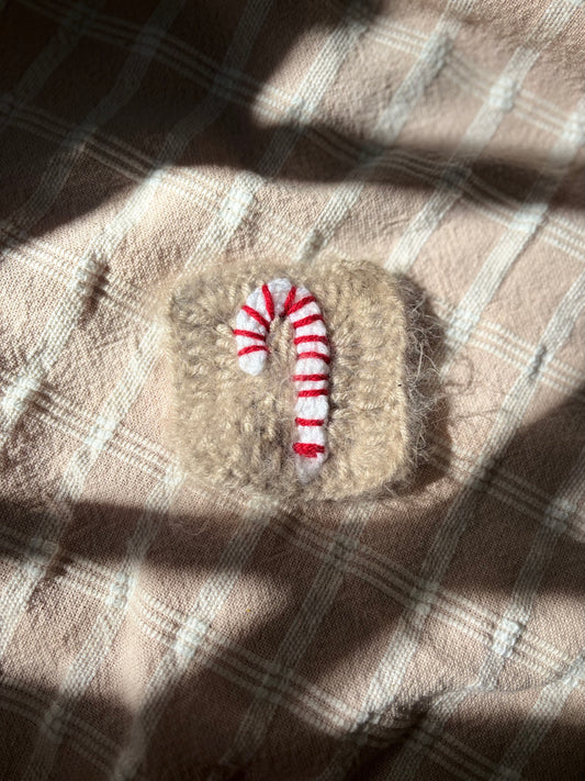 Crochet personlized ornament candy cane